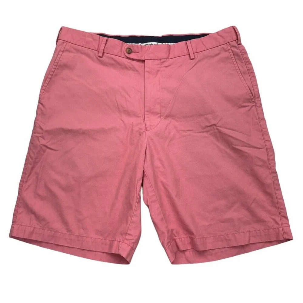 Peter Millar Shorts Mens Size 36 Pink 100% Pima Cotton Flat Front Golf Chino